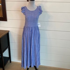 Free People Smocked Striped Apron Dress